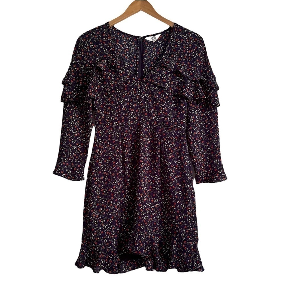 JACK by BB Dakota Ditsy Floral Pattern Long Sleeve Midi
Dress 0